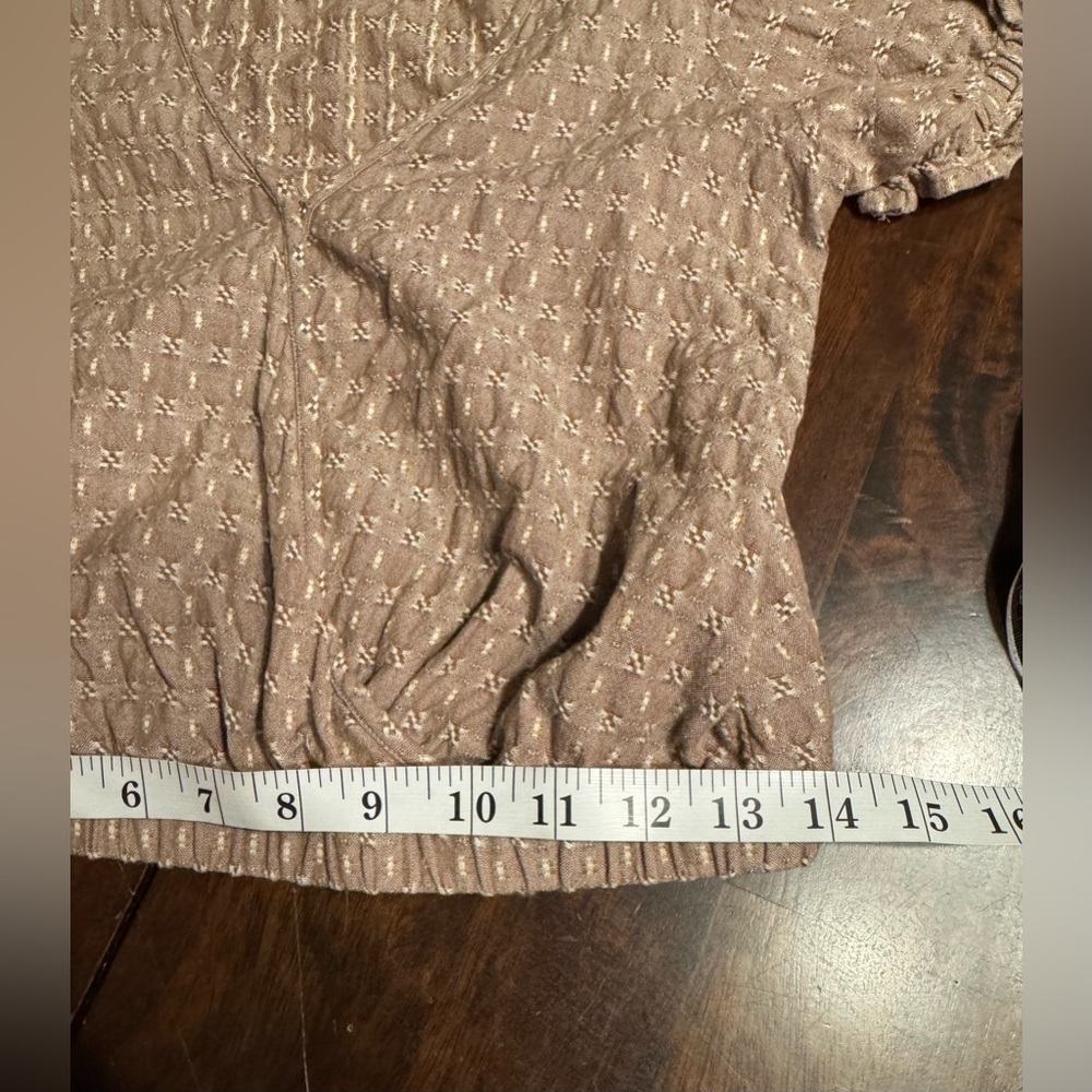 Madewell  Jacquard Puff Sleeve Faux-Wrap Cropped Cotton Embroidered Top Sz XS - Picture 10 of 10